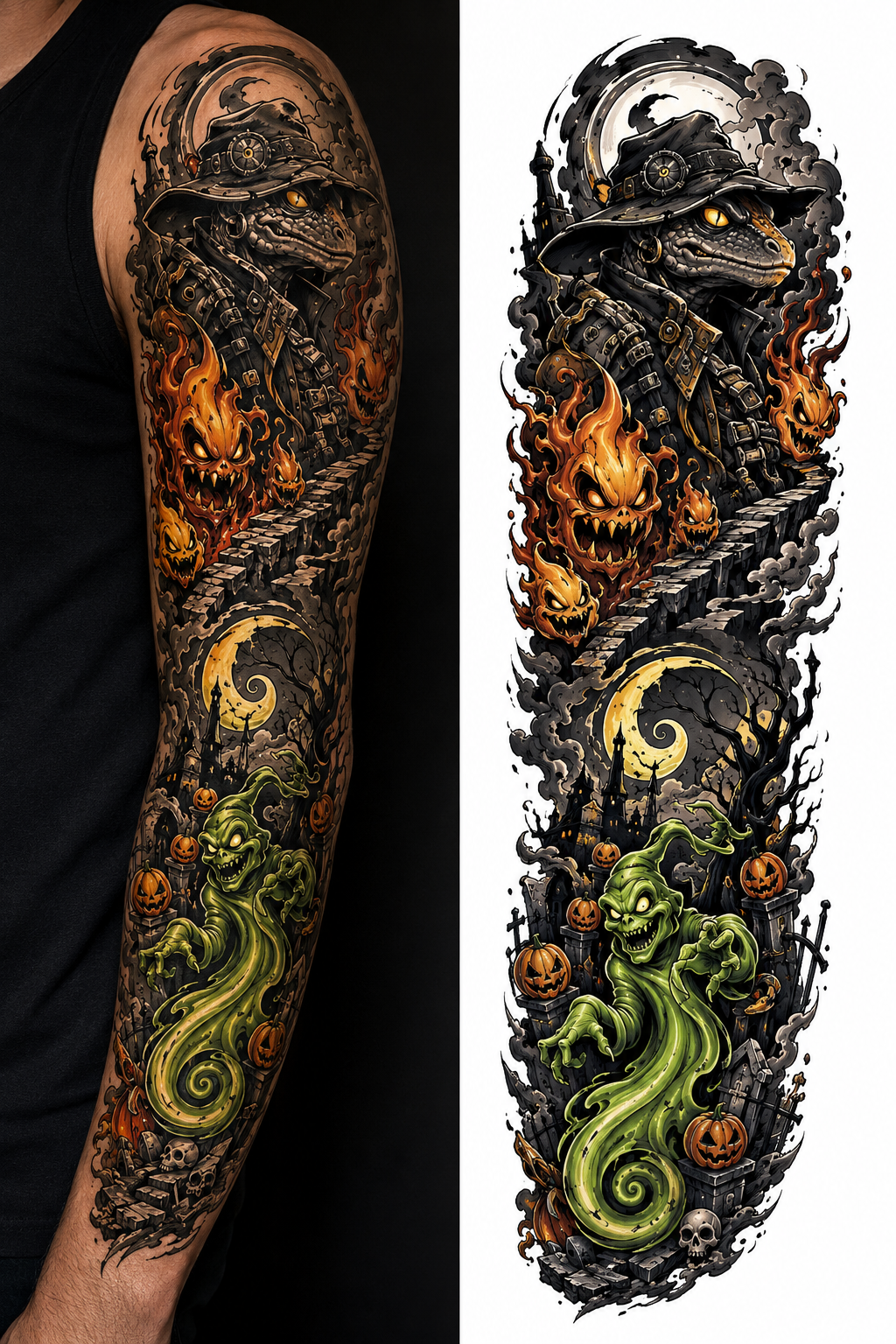 Haunted Inferno tattoo model preview